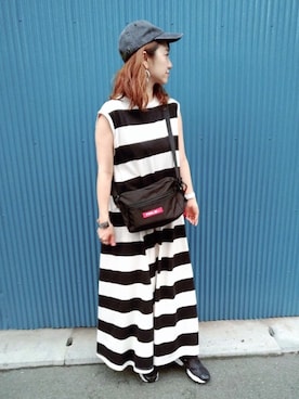 「petitcro（プティクロ）のpetitcro  ワイドバングル PCKB1901001（バングル/リストバンド）」を使った、memeさん（レディース・158cm）の夏コーディネート