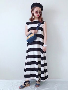 「petitcro（プティクロ）のpetitcro  ワイドバングル PCKB1901001（バングル/リストバンド）」を使った、memeさん（レディース・158cm）の夏コーディネート