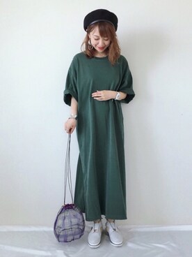 「petitcro（プティクロ）のpetitcro  ワイドバングル PCKB1901001（バングル/リストバンド）」を使った、memeさん（レディース・157cm）の夏コーディネート