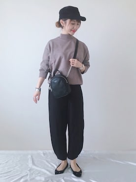 「ワークキャップ」｜「アイテム（バレエシューズ）」を使った、memeさん（レディース・158cm）の秋コーディネート
