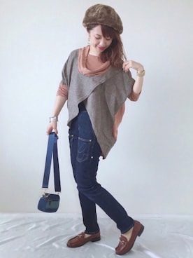 「petitcro（プティクロ）のpetitcro  ワイドバングル PCKB1901001（バングル/リストバンド）」を使った、memeさん（レディース・158cm）の秋コーディネート