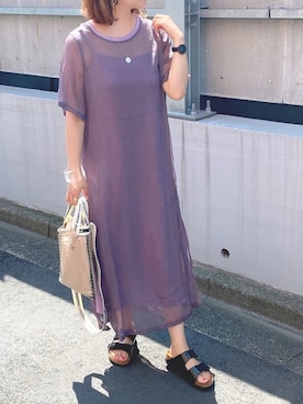 「シアーワンピース」｜「アイテム（腕時計）」を使った、memeさん（レディース・158cm）の夏コーディネート