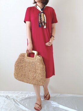 「アイテム（腕時計、ブラウン系）」を使った、memeさん（レディース・158cm）の夏コーディネート