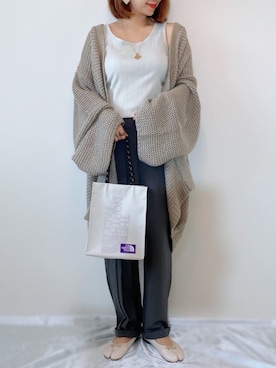 「antiqua（アンティカ）のニットカーディガン（カーディガン/ボレロ）」を使った、memeさん（レディース・158cm）の秋コーディネート