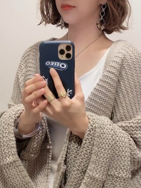 「antiqua（アンティカ）のニットカーディガン（カーディガン/ボレロ）」を使った、memeさん（レディース・158cm）の秋コーディネート