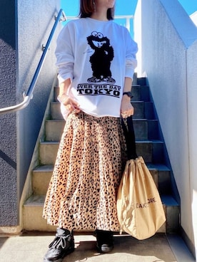 「エコバッグ」｜「アイテム（アナログ腕時計）」を使った、memeさん（レディース・158cm）の冬コーディネート