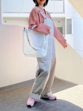 「ZIP FIVE（ジップファイブ）のアイテム（オールインワン・サロペット）」を使った、memeさん（レディース・158cm）の春コーディネート