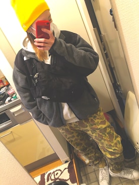 「ナイキスニーカー」｜「アイテム（その他アウター）」を使った、かもすうさん（レディース・168cm）の冬コーディネート