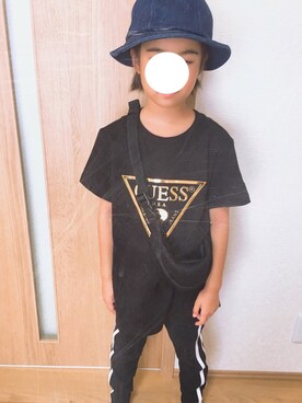 「Guess（ゲス）のアイテム（トップス）」を使った、Yujuさん（キッズ・120cm）の夏コーディネート