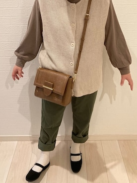 「しまむら（シマムラ）のアイテム（ショルダーバッグ、ブラウン系）」を使った、リーさん（レディース・157cm）の秋コーディネート
