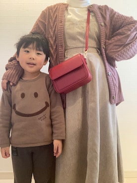 「しまむら（シマムラ）のアイテム（ショルダーバッグ、レッド系）」を使った、リーさん（レディース・157cm）の春コーディネート