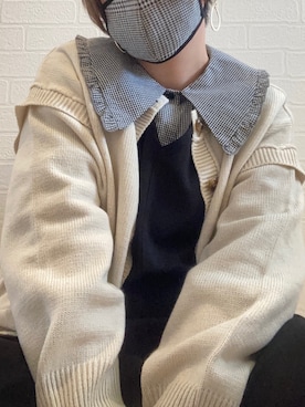 「しまむら（シマムラ）のアイテム（シャツ/ブラウス、ブラック系）」を使った、リーさん（レディース・157cm）の春コーディネート