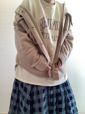 「SM2（エスエムツー）のアイテム（パーカー、ホワイト系）」を使った、リーさん（レディース・157cm）の春コーディネート