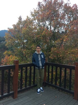 「5（ファイブ）のアイテム（スタジャン）」を使った、Ericさん（メンズ・176cm）の冬コーディネート
