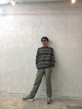 「Supreme （シュプリーム）のアイテム（Tシャツ/カットソー、ブラック系）」を使った、Yasuhiro Tsushimaさん（メンズ・165cm）の冬コーディネート