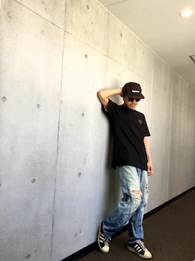 「Levi's（リーバイス）のアイテム（デニムパンツ、ブルー系）」を使った、Yasuhiro Tsushimaさん（メンズ・165cm）の春コーディネート