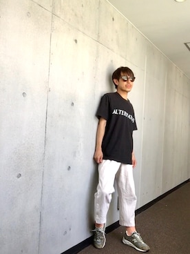 「UNIQLO（ユニクロ）のアイテム（ソックス/靴下、ピンク系）」を使った、Yasuhiro Tsushimaさん（メンズ・165cm）の春コーディネート