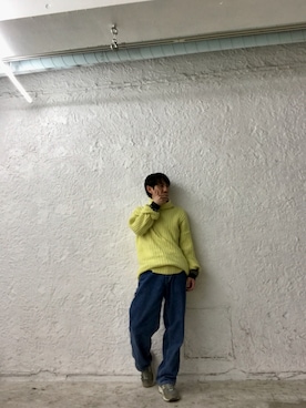 「Levi's（リーバイス）のアイテム（デニムパンツ、ブルー系）」を使った、Yasuhiro Tsushimaさん（メンズ・165cm）の冬コーディネート