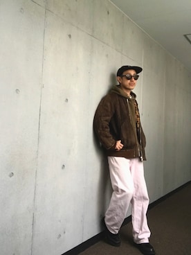 「Needles（ニードルス）のアイテム（パーカー、グリーン系）」を使った、Yasuhiro Tsushimaさん（メンズ・165cm）の春コーディネート