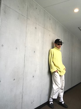 「NEW ERA（ニューエラ）のアイテム（キャップ、ブラック系）」を使った、Yasuhiro Tsushimaさん（メンズ・165cm）の春コーディネート