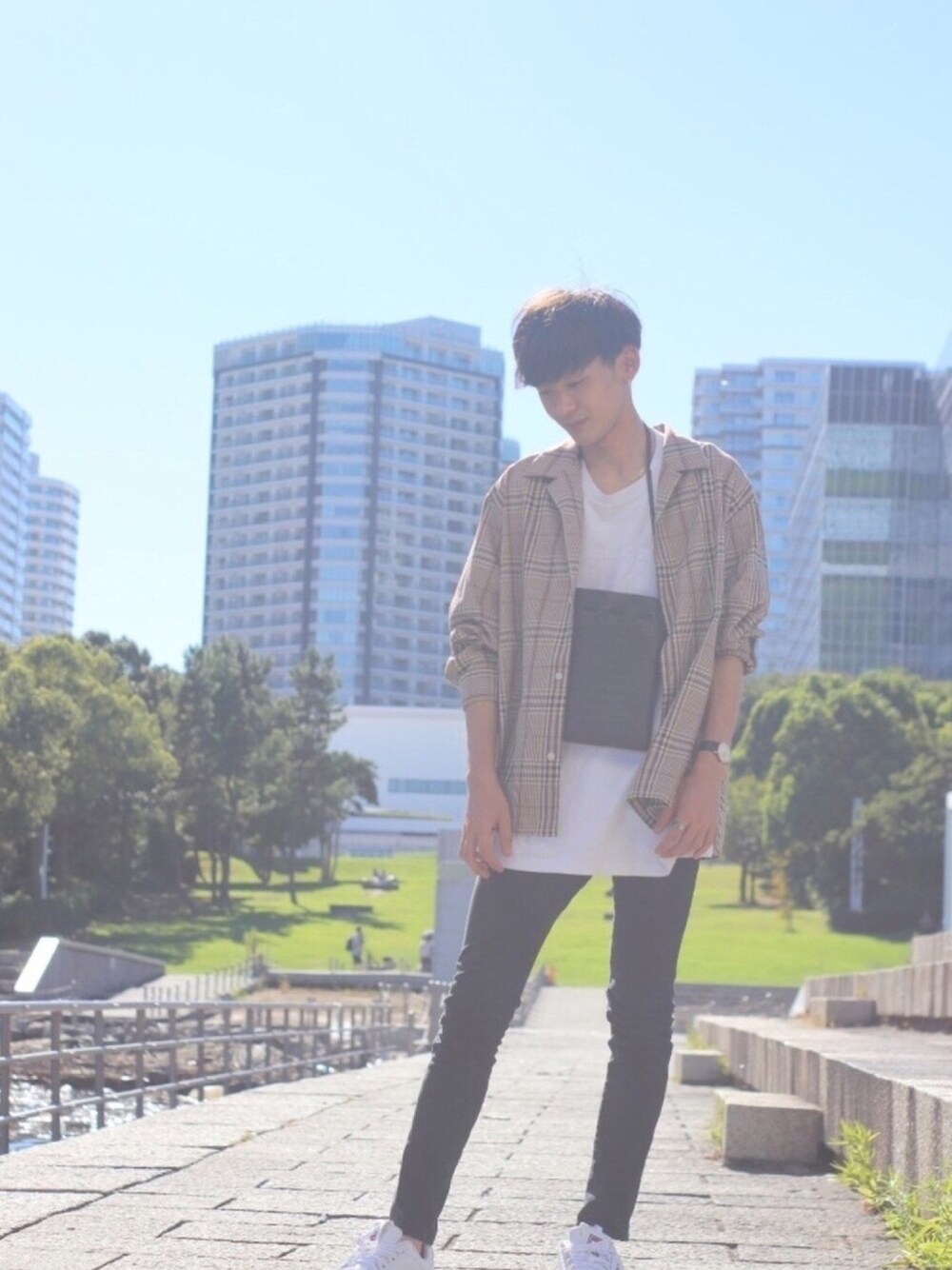 「オトナカジュアル、秋服準備はじめました、シャツ、GU、GUコーデ、秋服、FILA、ダニエルウェリントン、RAGEBLUE、タックイン」｜「GUのアイテム（シャツ/ブラウス、ベージュ系）」を使った、たくみ  【相互】さん（メンズ・178cm）の秋コーディネートの1枚目の写真