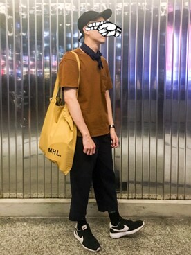 「yellow」｜「アイテム（キャップ）」を使った、Hunterさん（メンズ・169cm）の秋コーディネート