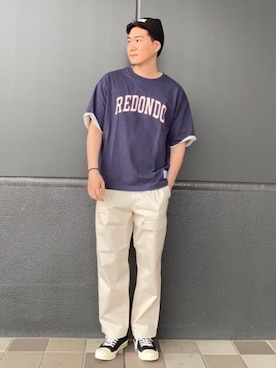 「USAコットン」｜「アイテム（帽子）」を使った、w4v47fvさん（メンズ・175cm）の春コーディネート