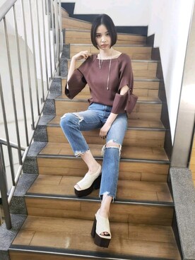 永田沙織(EMODA)さん(レディース・163cm)の春コーディネート