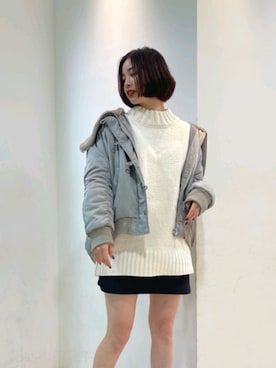 「EMODA（エモダ）のフェイクファードッキングワイドカラーブルゾン（ブルゾン）」を使った、永田沙織(EMODA)さん（レディース・163cm）の秋コーディネート