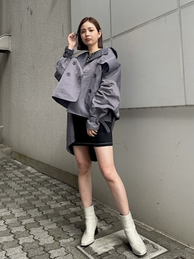 「EMODA」｜「アイテム（トレンチコート）」を使った、永田沙織(EMODA)さん（レディース・163cm）の春コーディネート