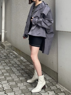 「EMODA」｜「アイテム（トレンチコート）」を使った、永田沙織(EMODA)さん（レディース・163cm）の春コーディネート