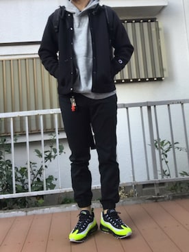 「Champion（チャンピオン）のアイテム（スタジャン）」を使った、ぽんさん（メンズ・177cm）の春コーディネート