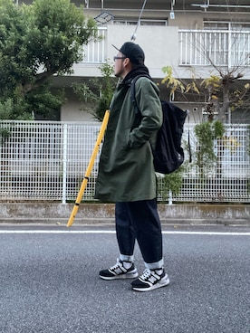 「patagonia」｜「アイテム（ステンカラーコート）」を使った、ぽんさん（メンズ・177cm）の冬コーディネート