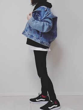 「UNIQLO（ユニクロ）のエアリズムコットンオーバーサイズTシャツ（5分袖）（Tシャツ/カットソー）」を使った、lunayumiさん（レディース・161cm）の秋コーディネート