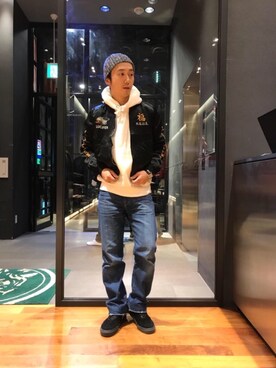 「ビッグサイズコーデ」｜「アイテム（ブルゾン）」を使った、HIDEさん（メンズ・172cm）の冬コーディネート