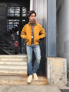 「スニーカーブーツ」｜「アイテム（ブルゾン）」を使った、HIDEさん（メンズ・172cm）の冬コーディネート