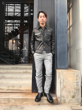 「UK」｜「アイテム（ブルゾン）」を使った、HIDEさん（メンズ・172cm）の冬コーディネート