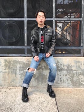 「UK」｜「アイテム（ブルゾン）」を使った、HIDEさん（メンズ・172cm）の春コーディネート