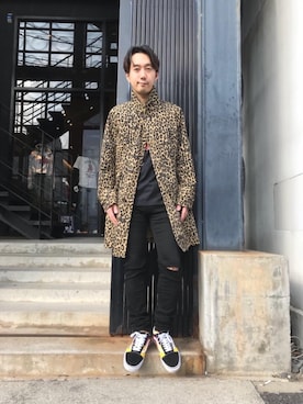 「hystericglamour」｜「アイテム（チェスターコート）」を使った、HIDEさん（メンズ・172cm）の春コーディネート