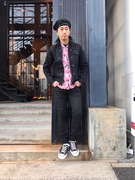 「hystericglamour」｜「アイテム（ハンチング/ベレー帽）」を使った、HIDEさん（メンズ・172cm）の春コーディネート