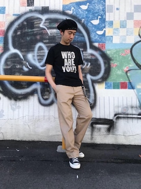 「hystericglamour」｜「アイテム（ハンチング/ベレー帽）」を使った、HIDEさん（メンズ・172cm）の春コーディネート