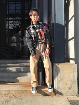 「花見」｜「アイテム（ブルゾン）」を使った、HIDEさん（メンズ・172cm）の春コーディネート