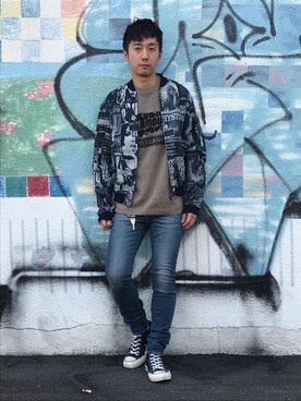「サマーニット」｜「アイテム（ブルゾン）」を使った、HIDEさん（メンズ・172cm）の春コーディネート