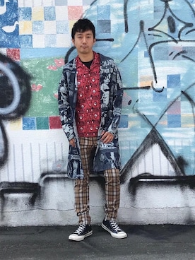 「オープンカラー」｜「アイテム（ジャケット/アウター）」を使った、HIDEさん（メンズ・172cm）の春コーディネート