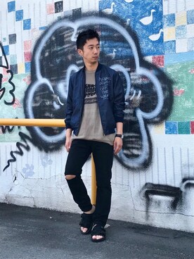 「サマーニット」｜「アイテム（ブルゾン）」を使った、HIDEさん（メンズ・172cm）の夏コーディネート