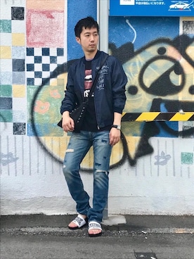 「hystericglamour」｜「アイテム（ブルゾン）」を使った、HIDEさん（メンズ・172cm）の夏コーディネート