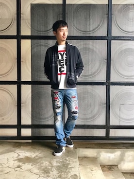 「hystericglamour」｜「アイテム（ブルゾン）」を使った、HIDEさん（メンズ・172cm）の夏コーディネート
