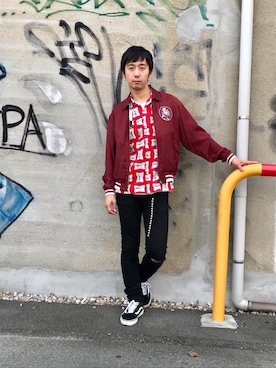 「半袖シャツ」｜「アイテム（ブルゾン）」を使った、HIDEさん（メンズ・172cm）の夏コーディネート