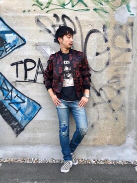 「hystericglamour」｜「アイテム（ブルゾン）」を使った、HIDEさん（メンズ・172cm）の夏コーディネート