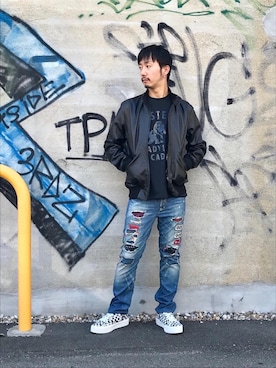 「hystericglamour」｜「アイテム（ブルゾン）」を使った、HIDEさん（メンズ・172cm）の秋コーディネート